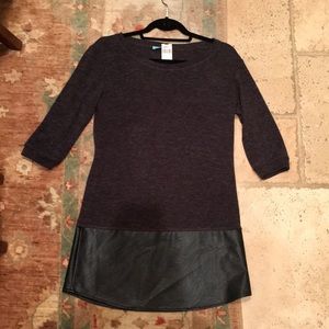 NWT Faux leather trimmed light sweater dress